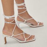 Nasty Gal ‎ Faux Leather Strappy Sandals White Sz 7 Photo 0