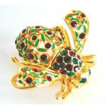 Joan Rivers HOLLY JOLLY BEE PIN BROOCH Holiday Christmas Holly Berries Green Red Photo 3