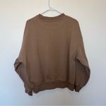 H&M New  Beige Tan Oversized Cropped Crewneck Sweatshirt M Photo 3
