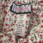 Mia Rose Floral Mini Skirt Medium Red Smocked Ruffle Tiered Boho Cottage Core White Photo 2