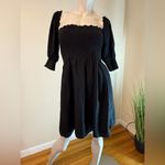 Kourt Portia Mini Dress Black Cotton Swiss Dot Smock Bodice Size Medium EUC Photo 1