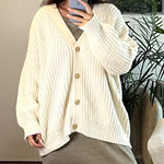 Jenni Kayne Alpaca Cocoon Cardigan Ivory size XL White Photo 0