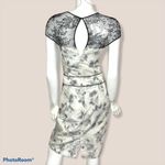 Vintage silk sheath dress cap sleeve abstract print floral lace S/M Size 6 Photo 3