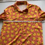 SheIn Womens Oranges Pattern Long Sleeve Button Down Shirt  Size S Orange-Yellow Photo 4
