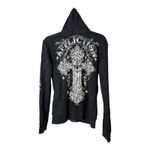 Affliction  Versailles Reversible Sweatshirt Black Skull Women's Small NEW - READ Photo 5