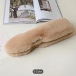 Faux Fur Collar Scarf Elegant Solid Color Soft Warm Plush Cross Scarf Tan Photo 4