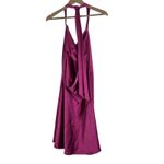 NWT Lena Mini Satin Slip Dress Womens L Purple Cowl Neck Halter Backless Size L Photo 3