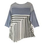 Dress Barn  DB Sunday Tunic Top Womens XL Blue Gray Stripe Asymmetric Stretch Photo 3