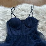 Lulus LULU’S Unforgettable Poise Navy Blue Tulle Bustier Tiered Maxi Dress Photo 5