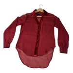 Wet Seal Sheer Velvet Trim Blouse Women’s Small Burgandy Whimsigoth Witchy Y2K Photo 2