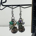 Smoke Gray Dragon's Blood Agate & Crystal Drop Earrings on Gunmetal Kidney Wires Photo 3