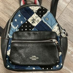 Coach Charlie Mini Americana Denim Pattern Patchwork Studded Rhinestone Backpack Photo 4