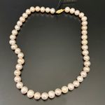14K 585 Gold Clasp 9mm Ivory Cream Freshwater Cultured Pearl 17” Necklace 48.6g. Photo 12