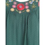 ZARA  Dark Green Floral Embroidered Tassel Tie  Top SMALL Prairie Cottagecore Photo 5