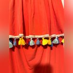 Judith March  Mandarin Orange Pom Pom Off Shoulder Dress Colorful - Size Medium Photo 1