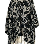 OSFM Black and grey multi print shawl cape wrap with white fringe EUC Gray Size undefined Photo 0