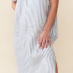 Jenni Kayne  S Striped Linen Dress in Blue and White Photo 0