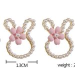 Bunny Pearl Flower Cute Stud Earrings Multi Photo 4