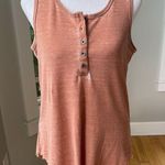 Anthropologie Jane + Delancey Peach Lt Blush Ribbed Distressed Henley Tank Top S Photo 7