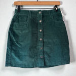 Hollister NWT  Ultra High-Rise Corduroy Mini Skirt Teal Green Button Front M Photo 0