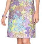 Talbots Women's Purple & green watercolor floral stretch skirt knee length 6 Photo 0