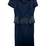 Liz Claiborne  Nights navy beaded 8 floor length gown mother bride groom formal Photo 0