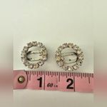 Vintage Silver Tone Metal Clear Rhinestone Round Dress Clips Photo 2
