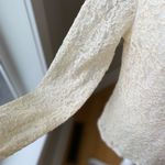 Vintage White Stag Ivory Lace Scoop Neck Long Sleeve Top Sheer Sleeves Small Photo 2