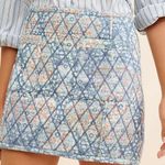 Free People Blue Darla Quilted Zip Up Mini Skirt Pockets Size 4 Photo 1