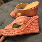 Marc Fisher Pink and Orange Woven Espadrille Wedge Photo 4