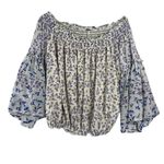 Free People  S Rose Valley Off Shoulder Top Purple Ditzy Floral Oversized Sleeve Photo 3