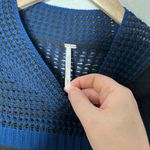 Free People Black Blue Snow Day Knit Thermal Top Medium Photo 7