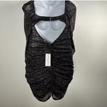 For Love & Lemons Black Mesh Glitter Puff Sleeve Mini Ruched Dress Size: XL New Photo 6