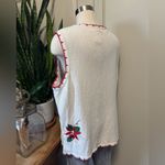 Vintage Poinsettia Embroidered vest Holiday Knit Vest Beaded 2X Festive Style White Photo 4