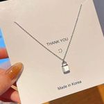 925 silver Plated Lock Chain Necklace Photo 0