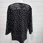 Van Heusen BLACK AND WHITE POLKA DOT BLOUSE WITH PEEKABOO VNECK AND LACE YOKE, L Photo 5