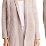 Barefoot Dreams  CozyChic Cabin‎ Cable Cardigan Taupe Size L Photo 0