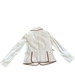 Burberry  Faversham Ivory Brown Trim Cotton Blend Belted Jacket UL Photo 1