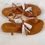 Bettye Muller ‎ Strappy Toe Tassel Sandal in Brown White Size 7.5 Photo 1