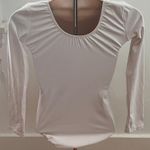 White Long Sleeves Round Neck Nylon Bodysuit, size S Photo 1