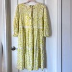Anthropologie Yellow Floral Babydoll Tiered Midi Dress Small 3/4 Sleeve Boho Photo 1