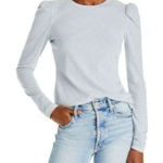 Rebecca Taylor  Ruched Striped Long Sleeve Tee in Blue White XS Photo 0