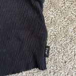 Aritzia TNA Black Tank Top Cotton Ribbed Round Neck Cropped Raw Edge Size 2XS Photo 2