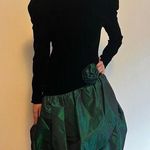 Vintage 80’s Black Velvet & Green Bubble Skirt with V Photo 0