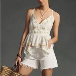 Anthropologie By  embroidered tank top blouse floral asymmetrical vneck boho Photo 1
