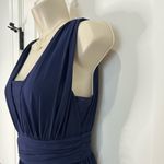 Lulus Heavenly Hues Maxi Dress Gown Deep V Modest Leg Slit Navy Blue Small Prom Photo 6