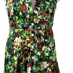 Leslie Fay Black Floral Sleeveless Button Down Midi Shirt Dress Size 4 Photo 3