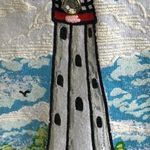 Hand Painted Lighthouses Top One Size Vintage 80s P.G.B. USA Studs Embe… Photo 6