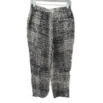 Nili Lotan Silk Pleated Pull On Cropped Pants Black /White Size Medium Photo 6