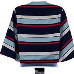Anthropologie Dee Elly Striped Flare Bell Sleeve Knot Tie Crop Top Shirt Striped V-Neck Photo 3